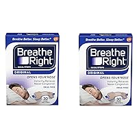 Breathe Right Nasal Strips to Stop Snoring, Drug-Free, Original Tan Large, 30 Count, 2 Packages