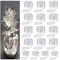 16 Pack White Fairy Lights Battery Operated, 10ft 30 Led Mason Jar Lights,Waterproof Firefly Lights, Silver Wire Mini String Lights for Crafts Bottle Vase Centerpieces Flower Christmas Decoration