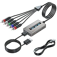 HDMI to Component Converter with Scaler Function, 1080P HDMI to YPbPr Scaler Converter Supports 1080i HDMI Input(HDMI and Component Cables Included)