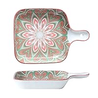Unique Ceramic Baking Tray Bohemian Pattern Oven Tray Bakeware Kitchen Cooking Plate Japanese Tableware Tray Not-Stick Baking Sheet