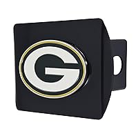 Green Bay Packers NFL Black Metal Hitch Cover with 3D Colored Team Logo by FANMATS - Unique Round Molded Design – Easy Installation on Truck, SUV, Car - Ideal Gift for Die Hard Football Fan