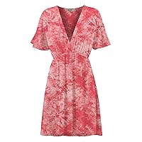 Lock and Love Womens Short Sleeve Kimono Style Deep V Neck Casual Summer Dress S-3XL Plus Size