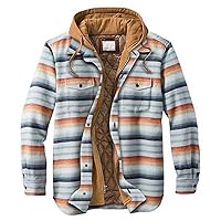 Men's Fashion Casual Men's Quilted Lined Button Down Plaid Shirt Add Velvet To Keep Warm Jacket With Hood