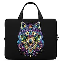 Beautiful Wolf Face Ethnic Tribal Design Travel Laptop Bag Sleeve Case With Handle Shockproof Notebook Briefcase Protective Cover