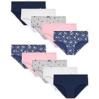 Rene Rofe Girls' Julianna Underwear – 10 Pack Stretch Cotton Hipster Briefs (Size: 7-16)