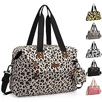 Diaper Bag Tote - Diaper Baby Bags with Pacifier Case, Shoulder Straps, Stroller Clips, Waterproof Large Mommy Bag Maternity Bag Travel Baby Bag for Mom and Dad, Leopard Print