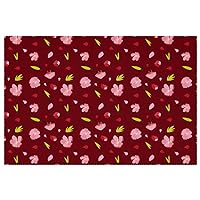 Red Floral Flower, Set of 6 Table Mats for Dining Tables, 12×18 Inches Anti-Skid Heat Resistant Kitchen Table Place Mats