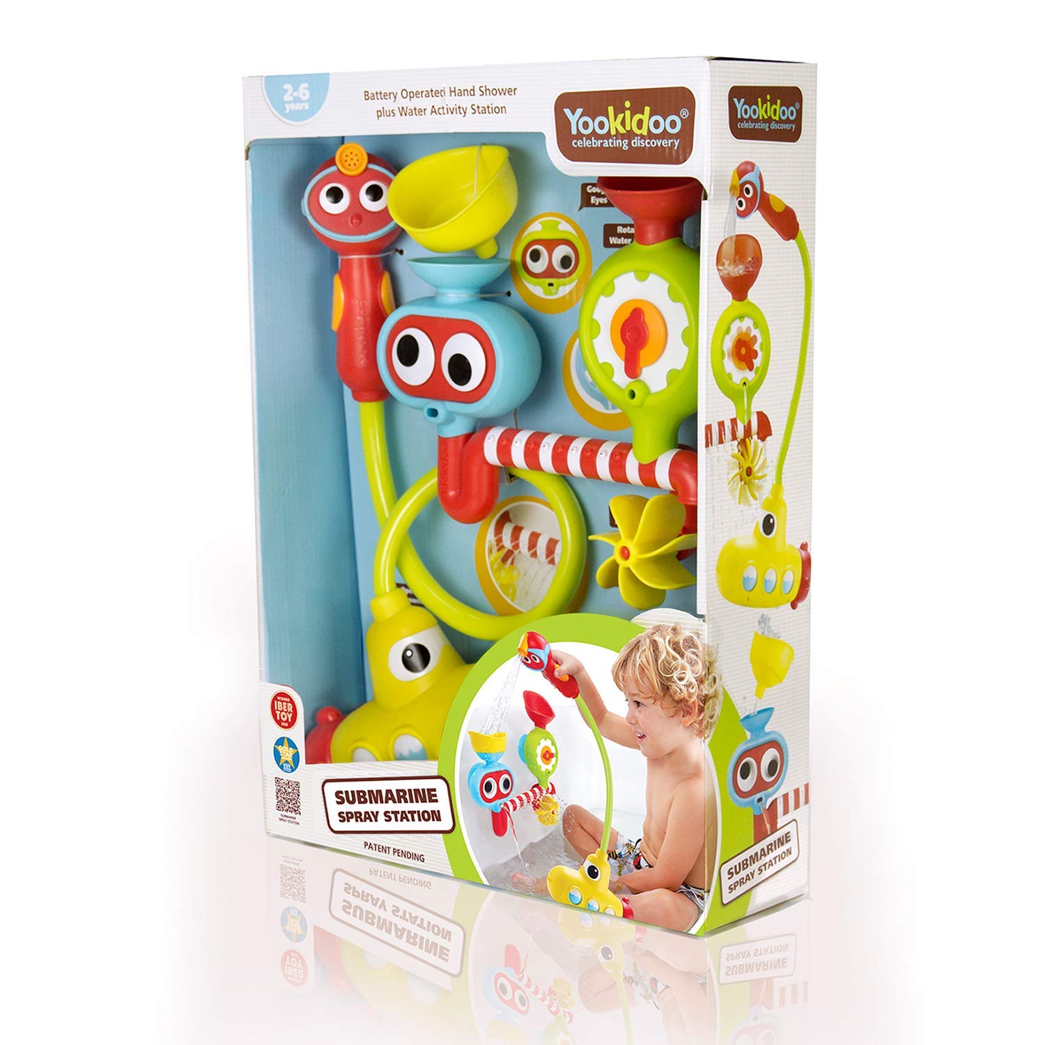 Yookidoo Kids Bath Toy - Submarine Spray Station - Battery Operated Water Pump with Hand Shower for Bathtime Play - Generates Magical Effects (Age 2-6 Years)