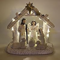Nativity Sets Indoor- Nativity Set with LED String Lights, Nativity Scene Indoor with Manger, Nativity Sets & Figures Nativity Story- Decorations Indoor