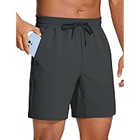 CRZ YOGA Men's Linerless Workout Shorts - 7'' Quick Dry Running Sports Athletic Gym Shorts with Pockets