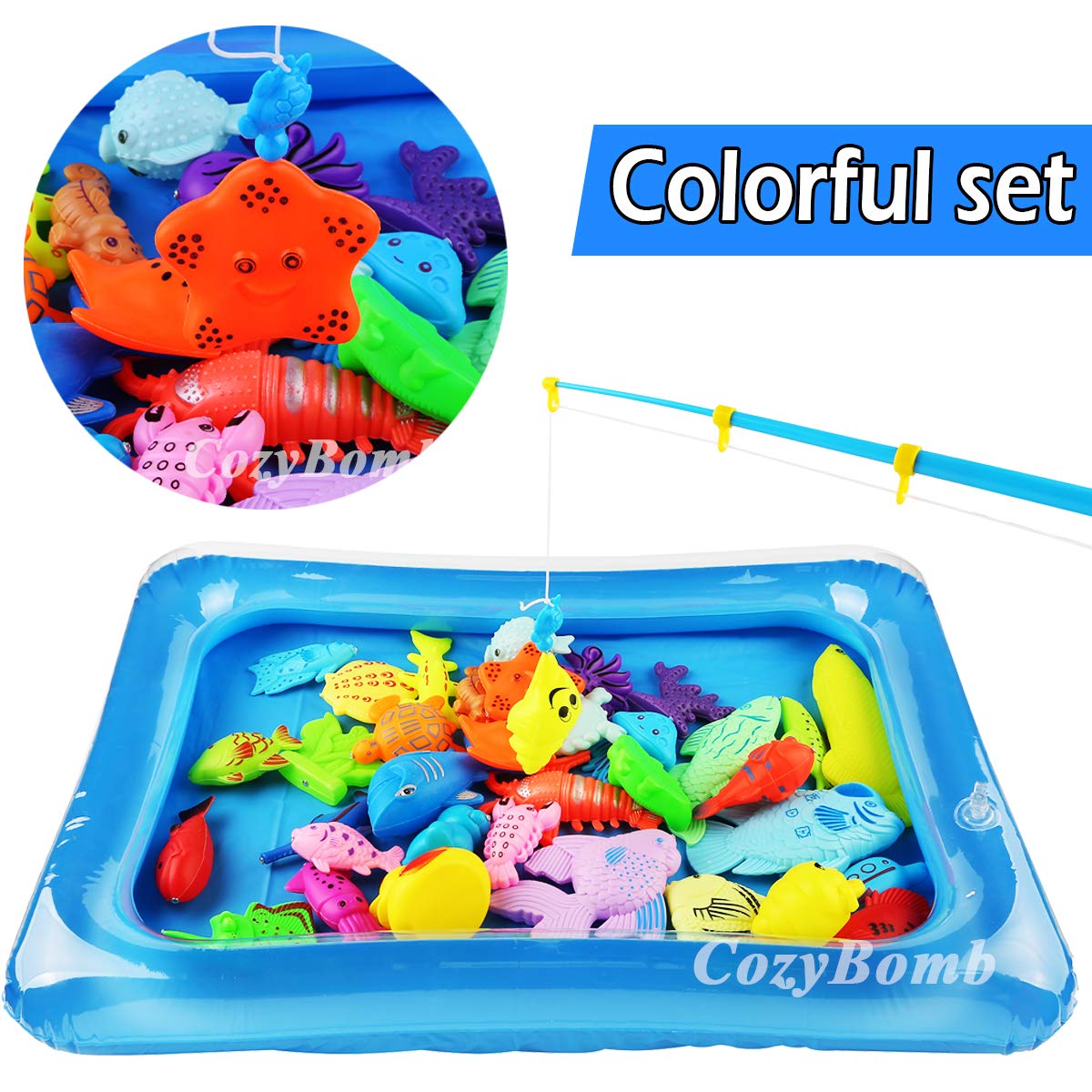CozyBomB Magnetic Fishing Pool Toys + 5 Silicone Squirters