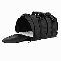 SturdiBag Large Pet Travel Carrier: Flexible Height for Cat and Dog Soft Sided with Safety Clips and Seatbelt Straps | Black, 18