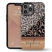 Custom Leopard Name Case Personalized Golden/Gray Cheetah Case Designed ‎for iPhone 15 Plus, iPhone 14 Pro Max, iPhone 13 Mini, iPhone 12, 11, X/XS Max, ‎XR, 7/8‎ Plus