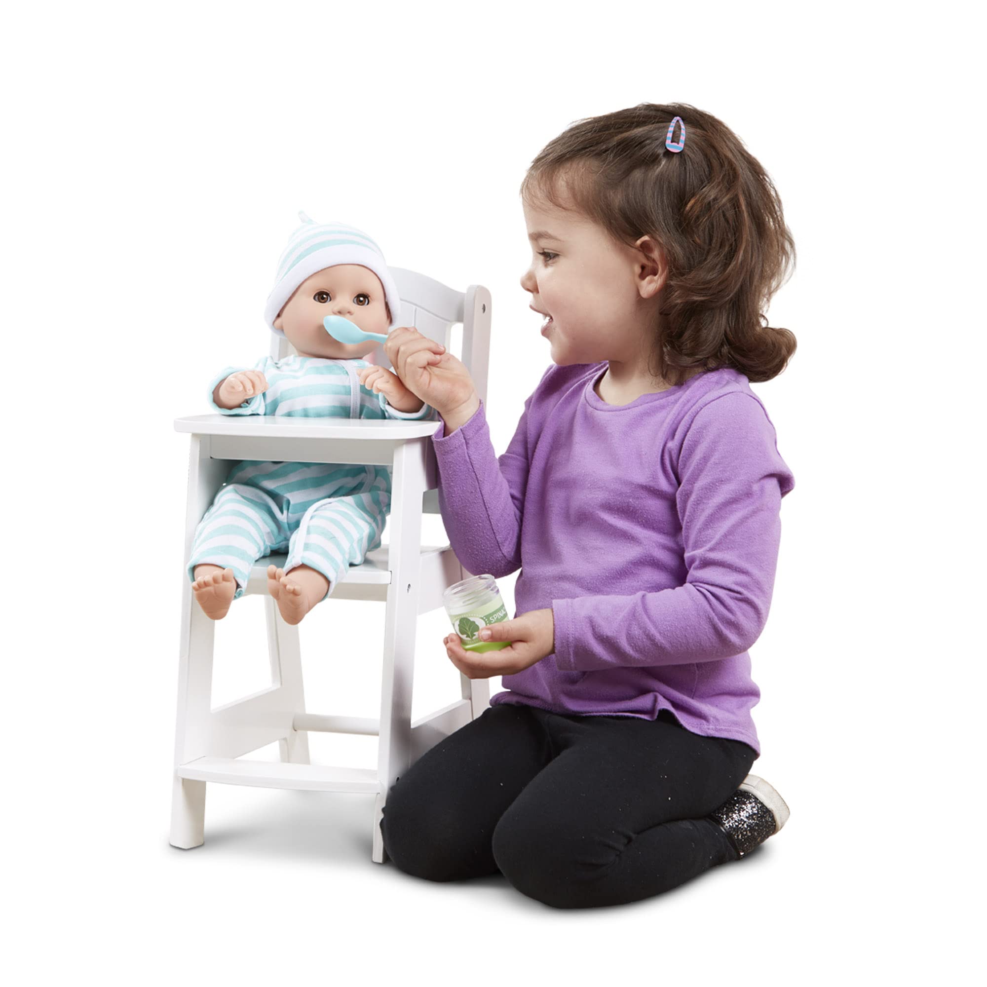 Melissa & Doug Play High Chair - Pretend Play High Chair Baby Doll Accessories,White