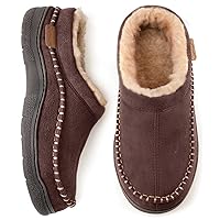 Zigzagger Men's Slip On Moccasin Slippers, Indoor/Outdoor Warm Fuzzy Comfy House Shoes, Fluffy Wide Loafer Slippers