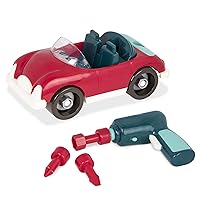 Battat – Toddler Construction Toys – Developmental Toy Vehicle Kit – Sports Car Building Set – Screwdriver And Tools – 3 Years + – Take-Apart Roadster , Red