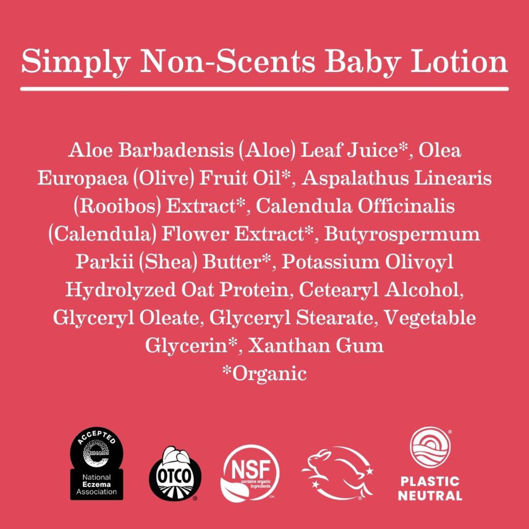 Earth Mama Simply Non-Scents Baby Lotion for Dry Skin, Calendula Cream for Newborn Skin Care, Organic Moisturizer for Children with Aloe Juice, Rooibos, & Shea Butter, Fragrance Free, 8-Fluid Ounce