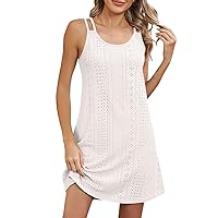 Spring Dresses for Women 2024 Trendy, Women's Casual Cover Up with Hollowed Out Crochet Sleeveless, S XXL