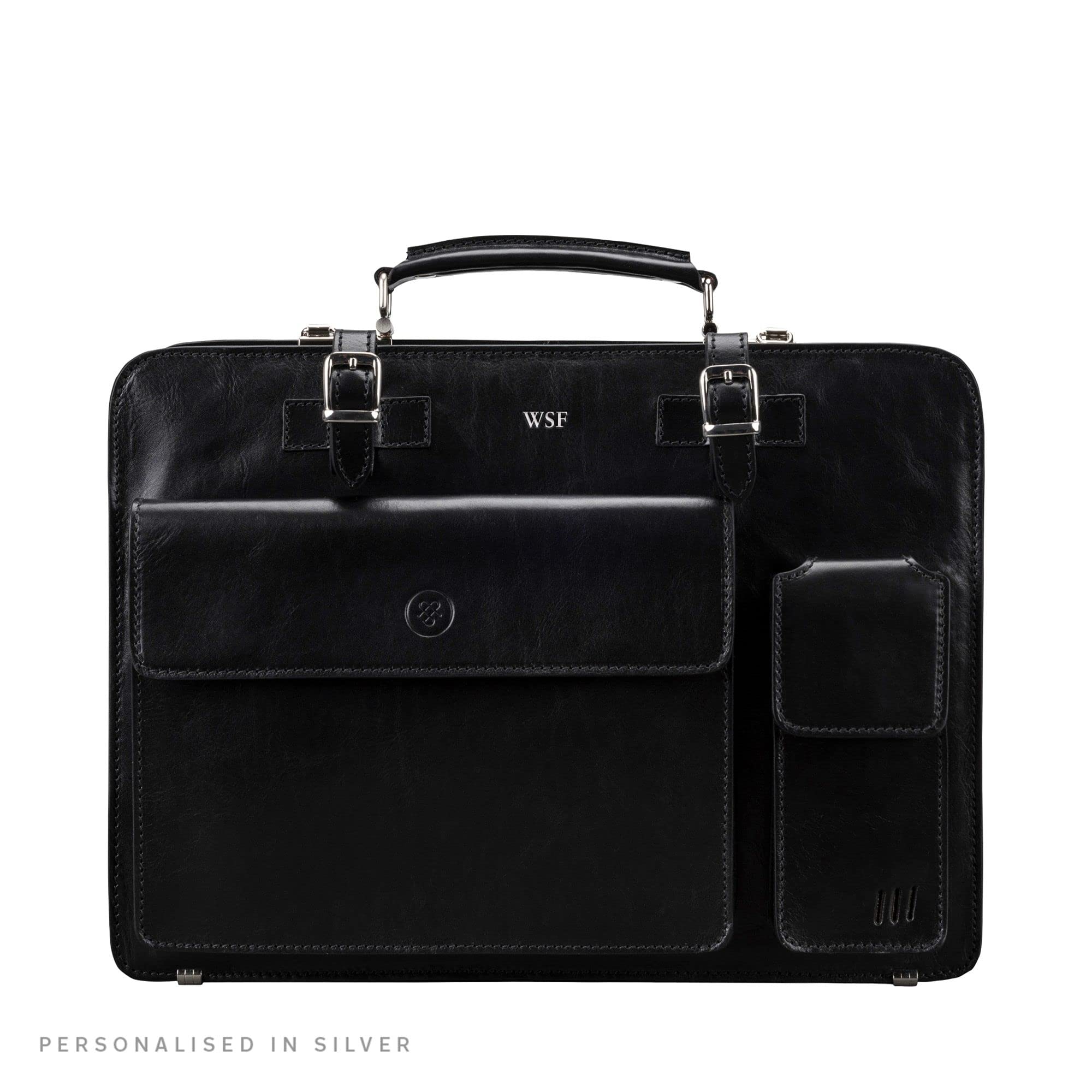 Maxwell Scott | Mens Luxury Leather 2 Section Large Briefcase | The Alanzo | Classic Business Travel Laptop Bag