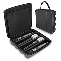 CASEMATIX Wireless Microphone Case Compatible with Four Wireless Mic System Microphones Up To 10.75