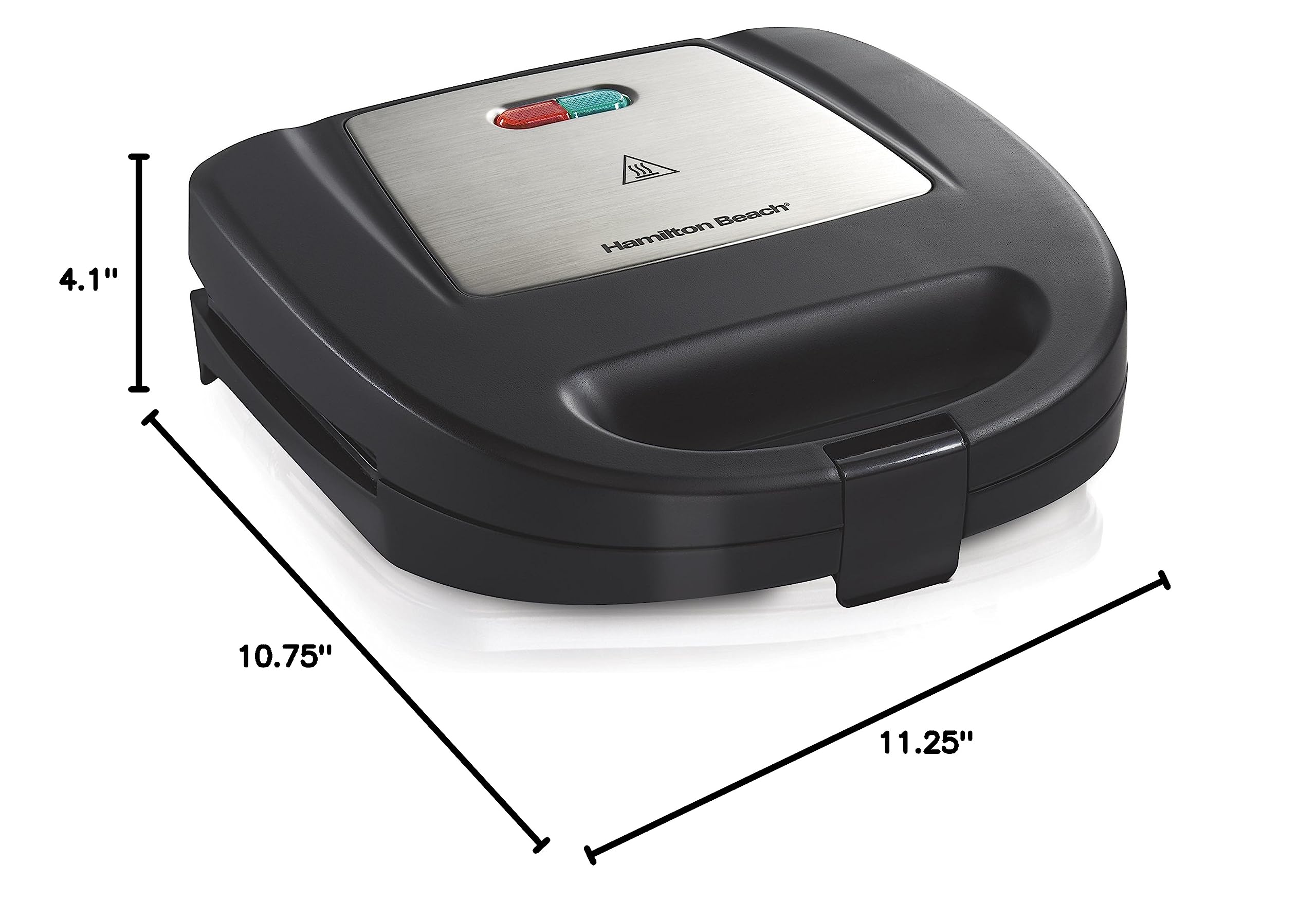 Hamilton Beach Electric Sealed Sandwich Maker Grill with Nonstick Plates, Makes Stuffed French Toast, Omelets, Compact & Easy to Store, Black (25430)
