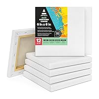 Arteza Paint Canvases for Painting, Pack of 12, 6 x 6 Inches, Square White Stretched Canvas Bulk, 100% Cotton, 8 oz Gesso-Primed, Art Supplies for Adults and Teens, Acrylic Pouring and Oil Painting