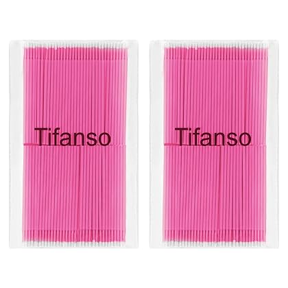 tifanso 400PCS Micro Cotton Swabs, Micro Swabs for Eyelash Extension, Disposable Micro Applicator Brush Micro Eyelash Swabs Pink(Head Diameter: 2.0mm)