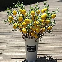 3PCS Artificial Lemon Branches, 20 Inch Yellow Fake Lemon Flower Branch with Green Leaves, Artificial Floral Picks Lemon Branches Decorative Spring Lemon Stems for Home Table Decoration