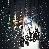 H&D HYALINE & DORA Suncatcher Crystal 20mm Chandelier Ball Prism Window Hang Pendants, Colorful Glass Octagon Bead Decor Ornaments,Pack of 5