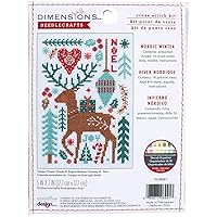 Dimensions 70-08991 Nordic Winter Embroidery Christmas Cross Stitch Kit, 5'' x 7'', 14 Count White Aida, Multi