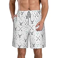 Hunting Arrows Triangles Deer Print Men's Beach Shorts Hawaiian Summer Holiday Casual Lightweight Quick-Dry Shorts
