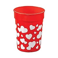 Charming Red & White Plastic Valentine Heart Cups, 10 oz. Pack of 12 - Perfect for Anniversaries, Weddings & Romantic Events