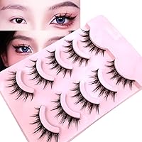 Anime Cosplay Manga Lashes,15mm 3D Wispy Spiky Lashes for Natural Look Reusable 5 Pairs Fake Eyelashes,Perfect for Japanese Anime Fans,Get Stunning Eyes.