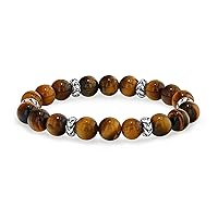 Spartan Mens Beaded Bracelet in VARIOUS styles | 10mm Gemstone Beads | 925 Sterling Silver Accent Beads