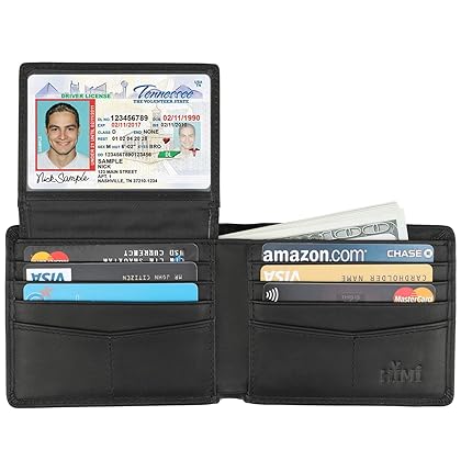 HIMI Wallet for Men-Genuine Leather RFID Blocking Bifold Stylish Wallet With 2 ID Window