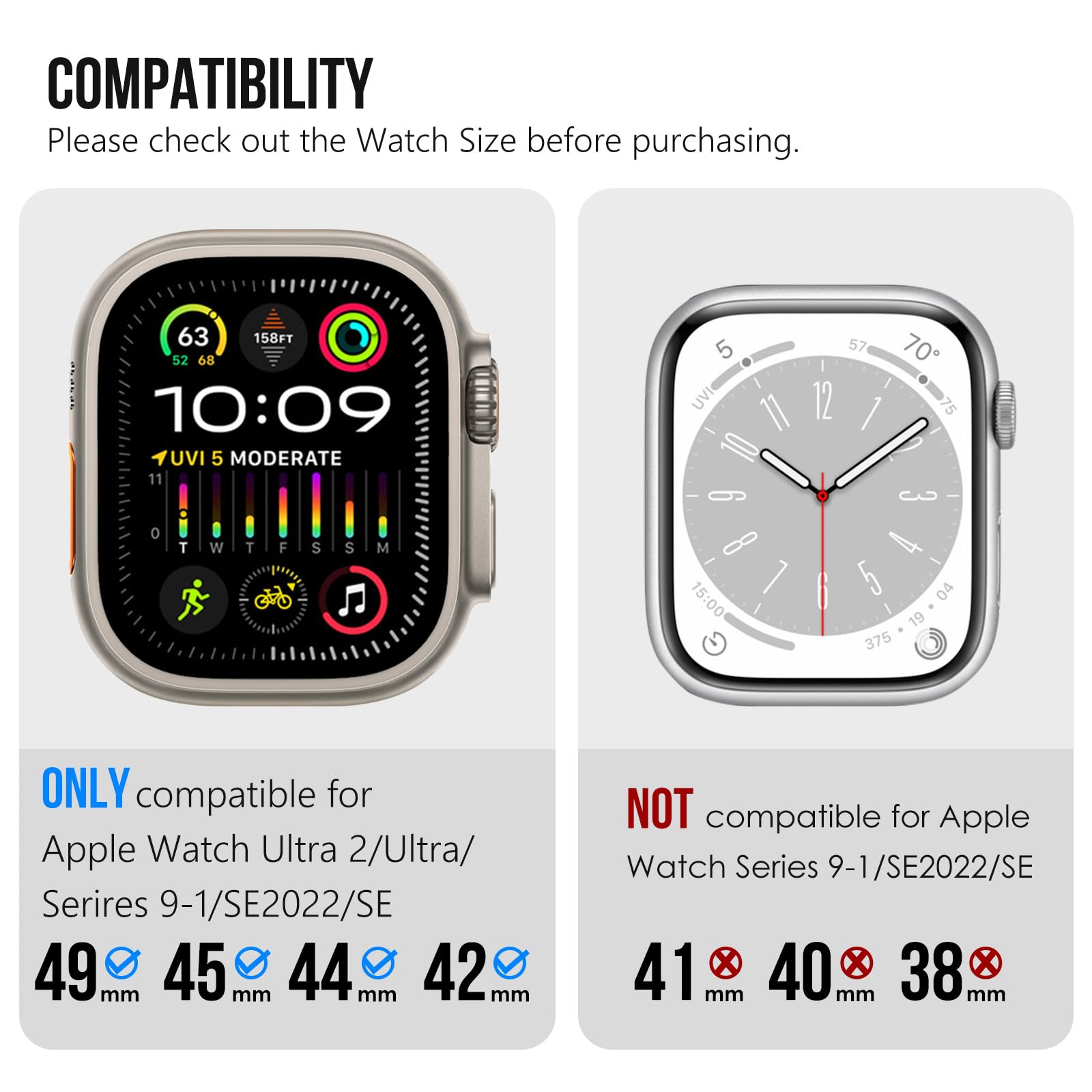 KADES für Apple Watch Ultra 2 Armband 49mm, für Apple Watch Armband Serie 9/8/SE2/7/6/SE/5/4/3/2/1 45mm/44mm/42mm langlebiges Metallverbindungsband, robustes TPU-Sport-Ersatzband,Titan/Schwarz
