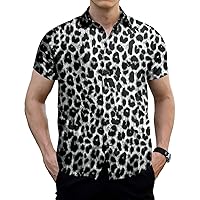 Mens Fashion Shirts Leopard Snakeskin Print Button Down Summer Short Sleeve Casual Shirt