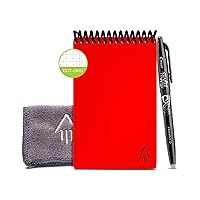 Smart Reusable Notebook - Dotted Grid Eco-Friendly Notebook with 1 Pilot Frixion Pen & 1 Microfiber Cloth Included - Atomic Red Cover, Mini Size (3.5