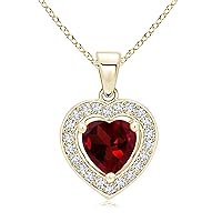 925 Starling Silver Garnet Heart Shape Pendant With 18