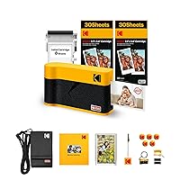 KODAK Mini 2 ERA 4PASS Portable Photo Printer (Yellow, Printer + Initial 8 Sheets + 60 Sheets + Accessories)