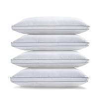 LANE LINEN Standard Pillows for Sleeping - Bed Pillows Set of 4 - Luxury Hotel Quality Down Alternative Pillows for Back and Side Sleeper, Soft and Supportive Gusseted Pillow, 20x26