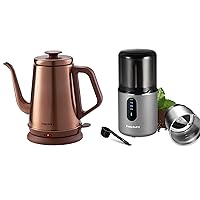 DmofwHi 1000W Gooseneck Electric Kettle (1.0L) Copper,Cordless Coffee Grinder Electric(Grey)