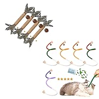 Cat Toys 4 Pack Silvervine Cat Feather Toy Kitten Chew Stick Catnip Treat with Bell + Cat Toys 5Pcs Extended Catnip Toys for Indoor Kitten Cat Silvervine Chew Molar Scratch