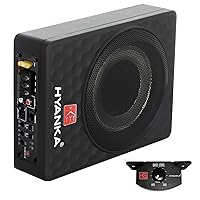 H YANKA SODA-10ASW 480W 10 Inch Compact Underseat Car Subwoofer with Built-in Amp, Slim Powered Subwoofer for Car/Truck/Jeep Audio