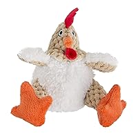 goDog Checkers Just For Me Fat Rooster Squeaky Plush Dog Toy, Chew Guard Technology - White, Mini