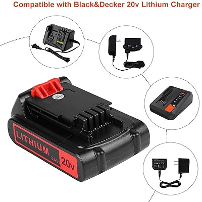 KINGTIANLE 2packs Replace Battery for Black and Decker 20v Max 2500mAh,  LBXR20 Replacement Battery LB20 LBX20 LBX4020 Extended Run Time Cordless  Power