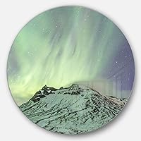 MT7449-C38 Northern Light in Iceland - Landscape Photo Large Disc Metal Wall Art - Disc of 38