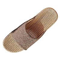 Slippers for Men Flax Tatami Slippers Indoor Skid-Proof House Slipper Open Toe