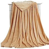 Throws Fleece Blanket 59x79 Inch Soft Warm Throw Blanket Machine-Washable Double Size Cozy Winter Plush Bed Throws Gifts for Adults Sofa Couch Chair Light Brown
