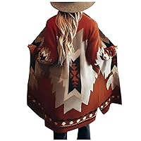 Women Boho Cardigan Aztec Ethnic Style Open Front Loose Slouchy Sweaters Tribal Long Sleeve Knitted Christmas Coat